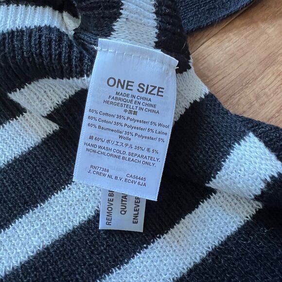 J.Crew Factory Poncho Sweater One Size Black/White Striped Wool Blend - Picture 5 of 7